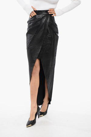 Leather Midi Wrap Skirt