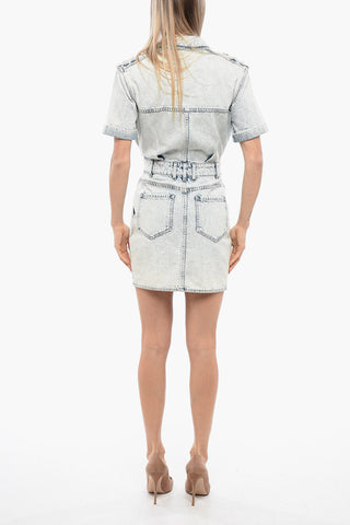 Short Sleeved Denim Double-Breasted Dress