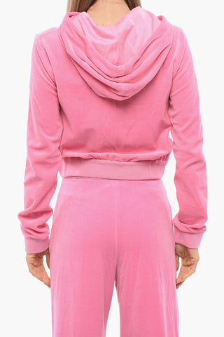 BARBIE Velvet Hoodie Sweatshirt with Rhinestone Application