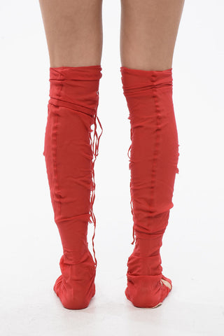 Schnür-Overknee-Stiefel TABI aus Seidenmischung