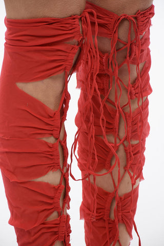 Schnür-Overknee-Stiefel TABI aus Seidenmischung