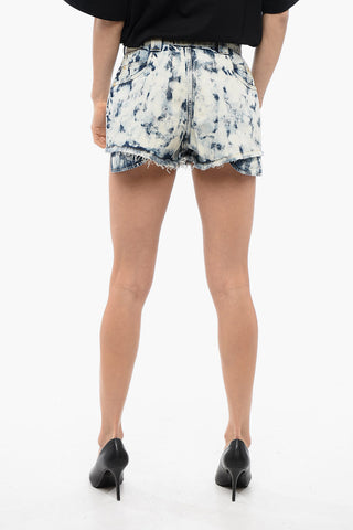 Tie Dye Denim Shorts with Reverse Design