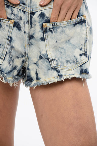 Tie Dye Denim Shorts with Reverse Design