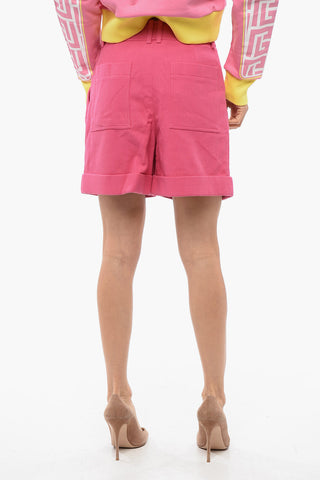Single-pleated Cotton Tweed Shorts