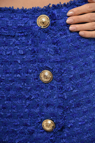 Tweed Miniskirt with Logoed Buttons