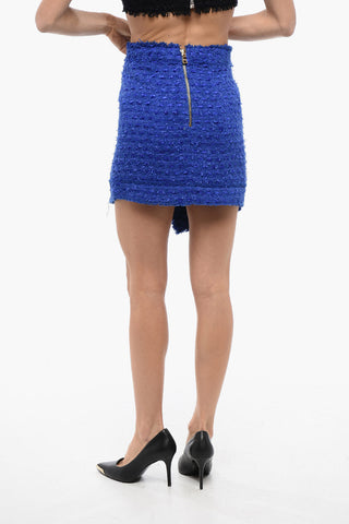 Tweed Miniskirt with Logoed Buttons