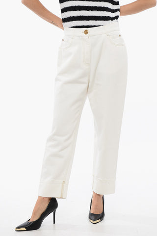 Cropped Boyfriend Denims with Turn-up Hems