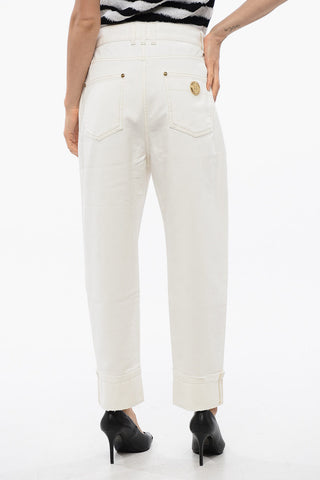 Cropped Boyfriend Denims with Turn-up Hems