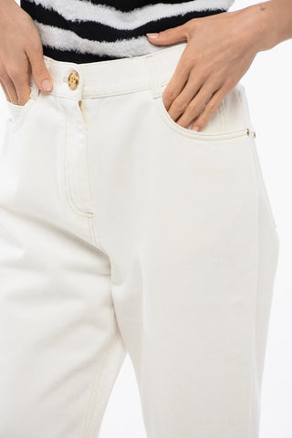 Cropped Boyfriend Denims with Turn-up Hems