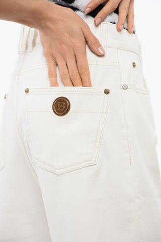 Cropped Boyfriend Denims with Turn-up Hems