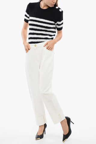 Cropped Boyfriend Denims with Turn-up Hems