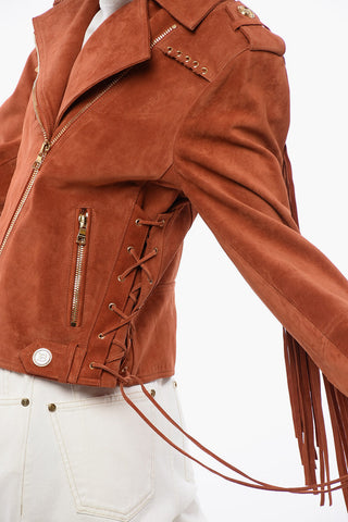Fringed Suede Biker Jacket