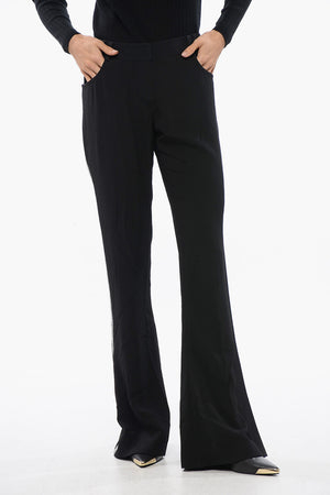 Flared-Fit Trousers with Side Rhinestone Stripe