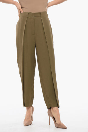 Viscose Tapered-Fit Pants with 1 Pleat