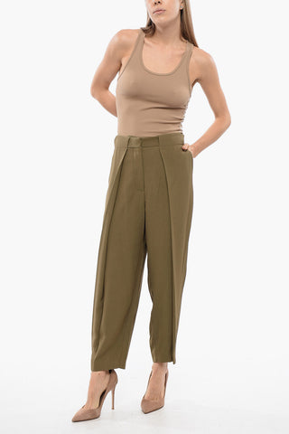 Viscose Tapered-Fit Pants with 1 Pleat