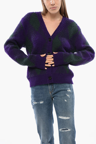 Cardigan in Lana con Motivo Argyle