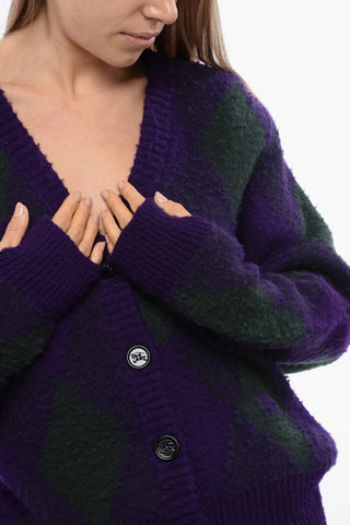 Cardigan in Lana con Motivo Argyle