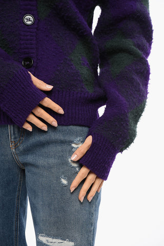 Cardigan in Lana con Motivo Argyle