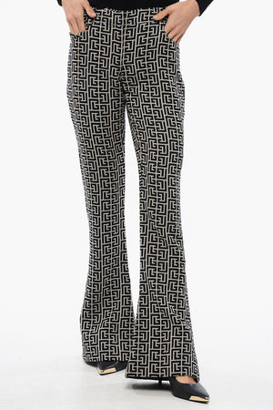 Pantaloni Svasati in Lana A Vita Bassa