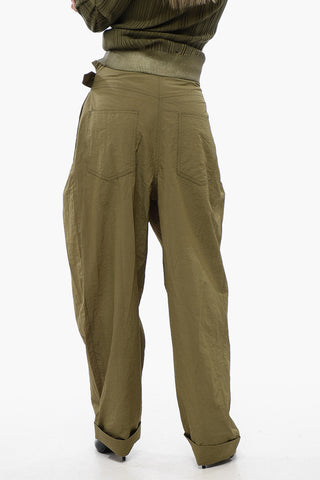 Pleated High-waisted Baggy-Fit Pants