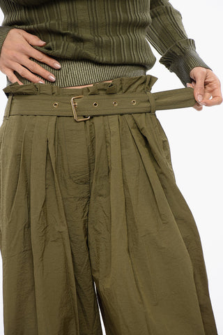 Pleated High-waisted Baggy-Fit Pants
