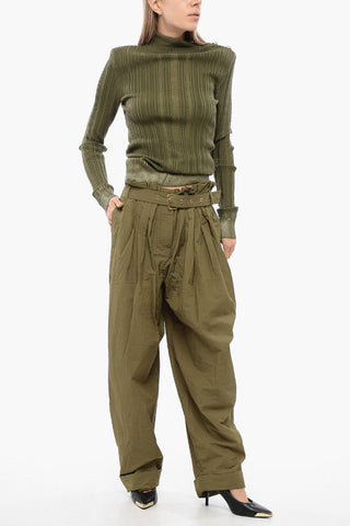 Pleated High-waisted Baggy-Fit Pants
