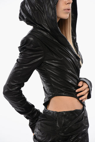 Vestito Asimmetrico In Pelle A Maniche Lunghe