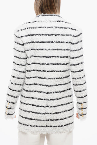 Striped Double Breasted Coat With Jewel Buttons