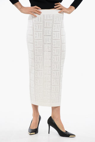 Knitted Monogram Longuette with Elastic Waistband