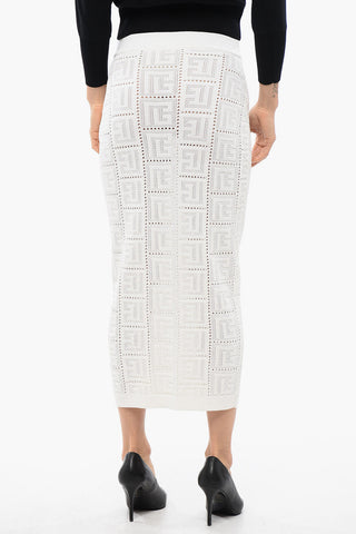 Knitted Monogram Longuette with Elastic Waistband