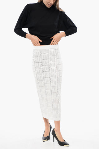 Knitted Monogram Longuette with Elastic Waistband