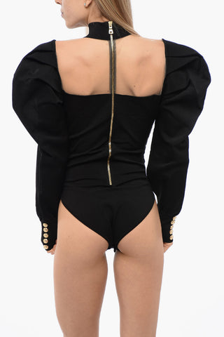 Mutton Sleeved Body With Sheer Detail