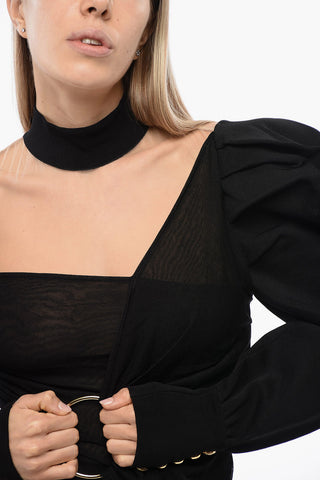 Mutton Sleeved Body With Sheer Detail