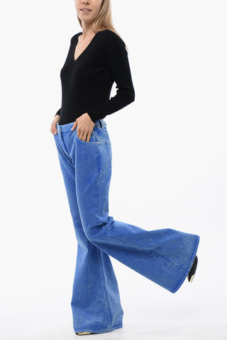 Jeans Svasati a Gamba Ampia con Ricamo Logo