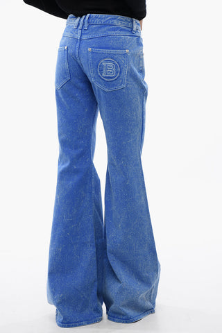 Jeans Svasati a Gamba Ampia con Ricamo Logo