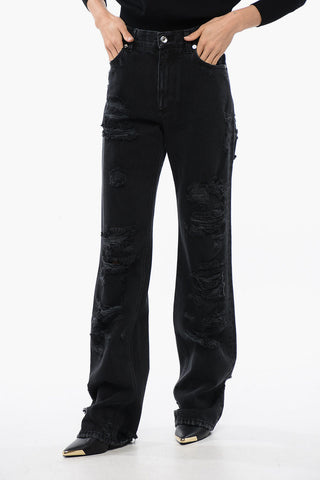 Dark Washed Distressed Jeans 21cm