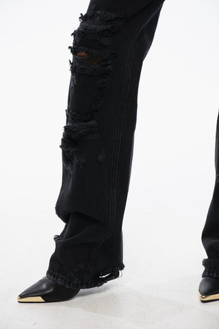 Dark Washed Distressed Jeans 21cm