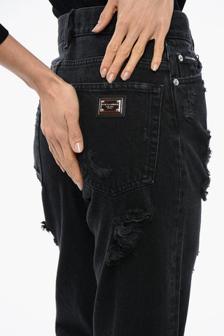 Dark Washed Distressed Jeans 21cm