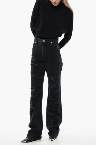 Dark Washed Distressed Jeans 21cm