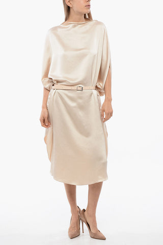 MM6 Satin Cape Dress with Belt