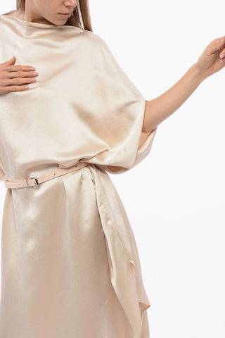 MM6 Satin Cape Dress with Belt