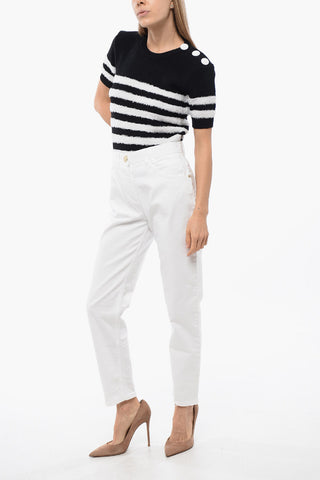 Slim-fit Denims with Jewel Buttons