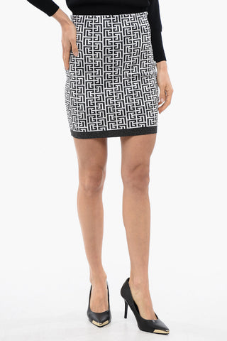 Knitted Lurex Miniskirt with Monogram Pattern