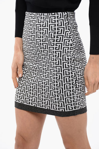 Knitted Lurex Miniskirt with Monogram Pattern