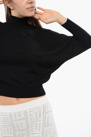 Maglia TALEA in Lana Vergine a Collo Alto con Maniche a Pipistrello