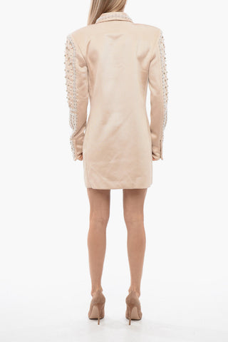 Blazer-Kleid Mit Langen Ärmeln Verziert Mit Strass Und Perlen