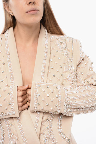 Blazer-Kleid Mit Langen Ärmeln Verziert Mit Strass Und Perlen