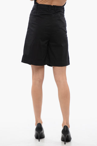 Cotton Stretch Double Pleated Shorts