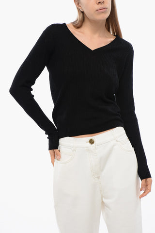 STUDIO Silk and Wool Lightweight OLBIA V-neck Sweater