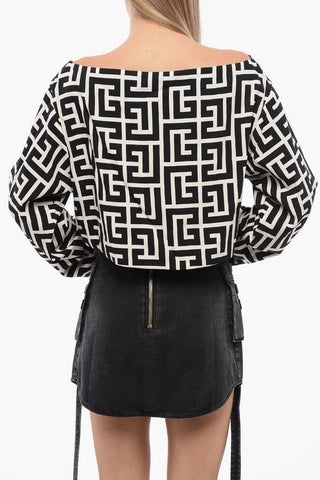 Top A Maniche Lunghe Cropped Con Motivo Monogram